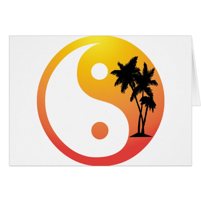 Handflatan Träd vid Sunset Yin Yang OBS Kort (Framsidan Horizontal)