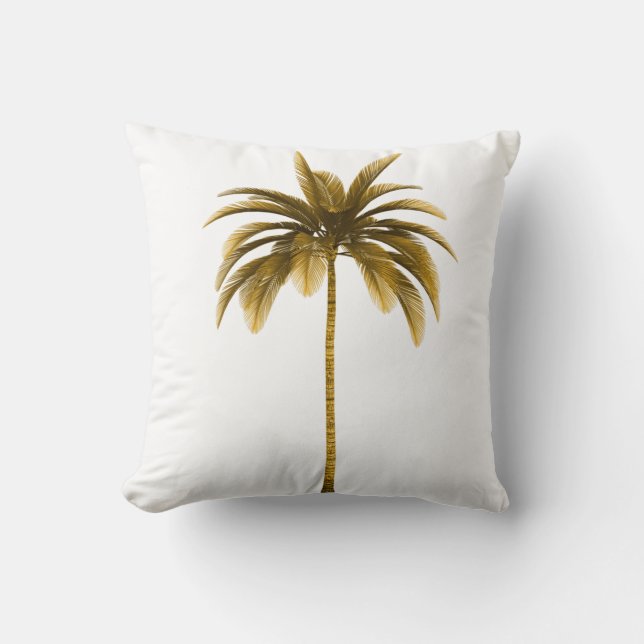 Handflatan Träd Vintage Brown Tropical Elegant Mon Kudde (Framsida)