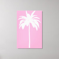 Handflatan Träd Vintage Vit Rosa Tropiska Elegante