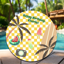 Handflatan Träd, ytbelagd, sommar-Party Runt Klistermärke