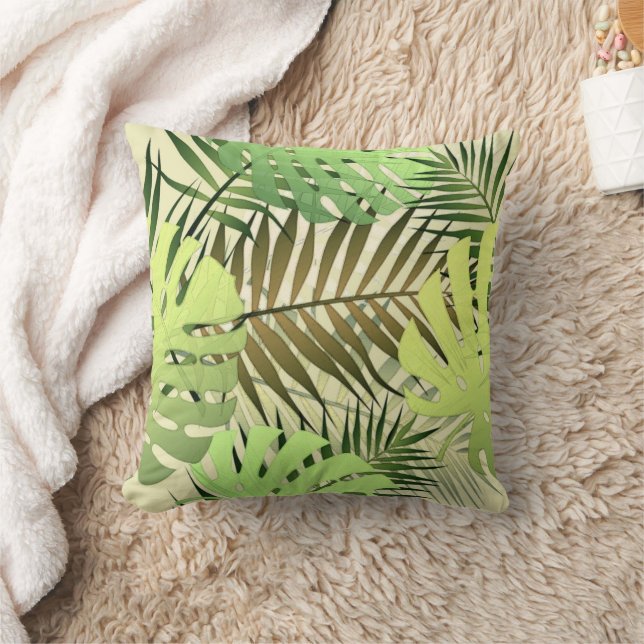 Handflatan tropiska monstera löv kudde (Filt)