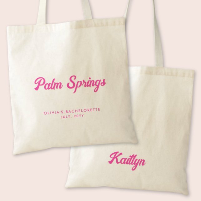 Handflatan Vår Bachelorette Party Personlig Tote Tygkasse (Palm Springs Bachelorette Party Personalized Tote Bag)
