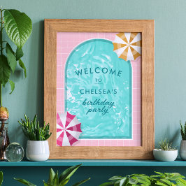 Handflatan Vår Bassäng Party Rosa Vuxen födelsedag Poster