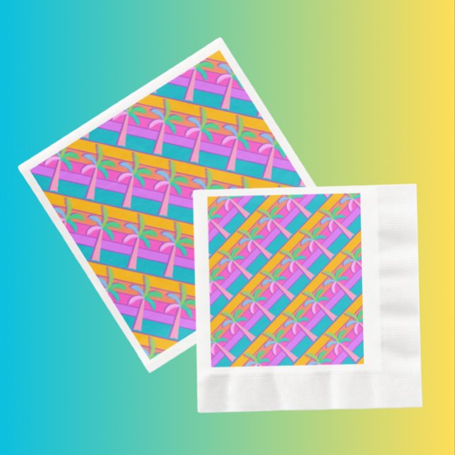 Handflatan Vår Bold Sunset Rand Handflatan Träd Pappersservett (Party with these paper napkins. Nice hostess gift!)