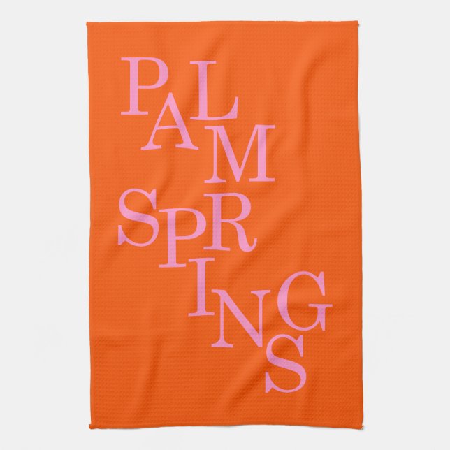 Handflatan Vår Orange och Rosa Kökshandduk (Vertikal)