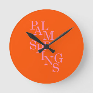 Handflatan Vår Orange och Rosa Rund Klocka