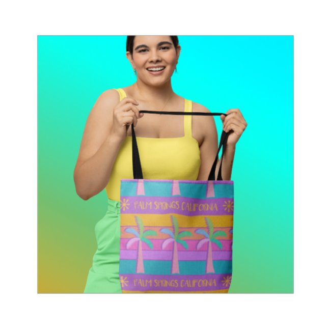 Handflatan Vår Sunset Rand Colorful Handflatan Trä Tygkasse (Summertime Cool and Colorful tote! Personalize it!)