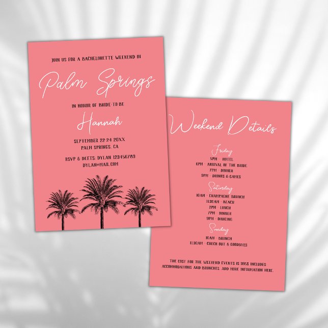 Handflatan Vår Tropical Handflatan Bachelorette He Inbjudningar (palm springs bachelorette invitation tropical bachelorette)