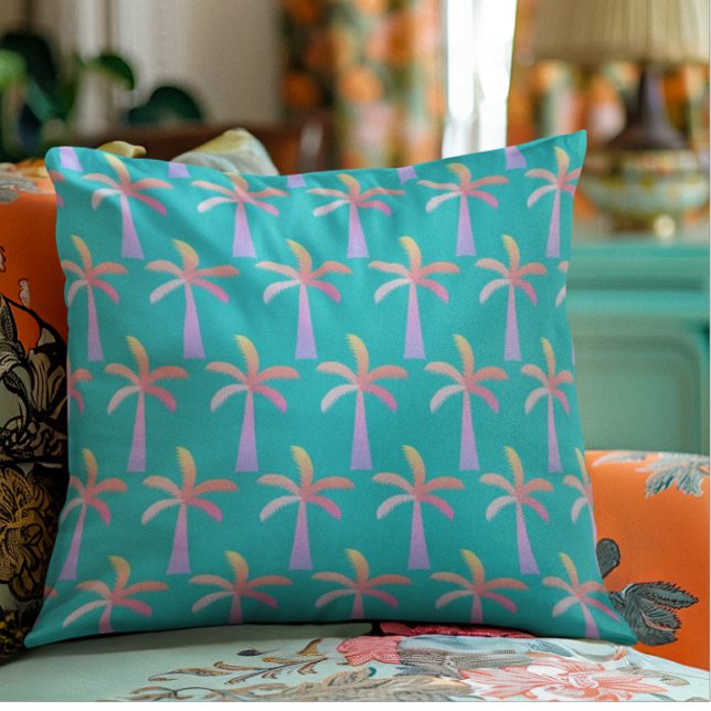 Handflatan Vår Turquise Blue Tropical Handflatan T Kudde (Skapare uppladdad)