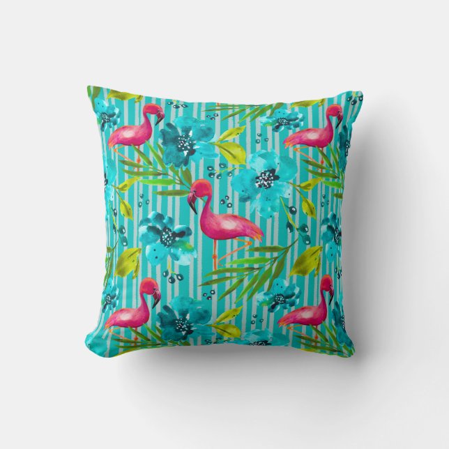 Handflatan Vår Yard&Garden Flamingo Teal Kudde (Framsida)