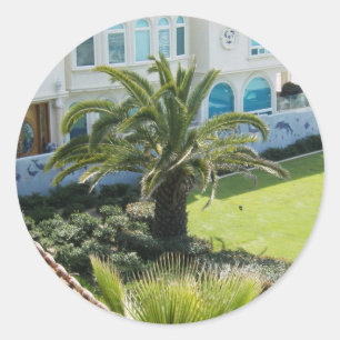 Handflatan vid Oceanside Ca Runt Klistermärke