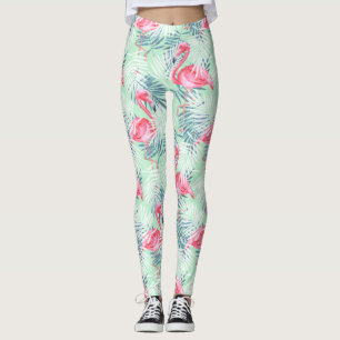 Handflatanlöv och flamingos leggings