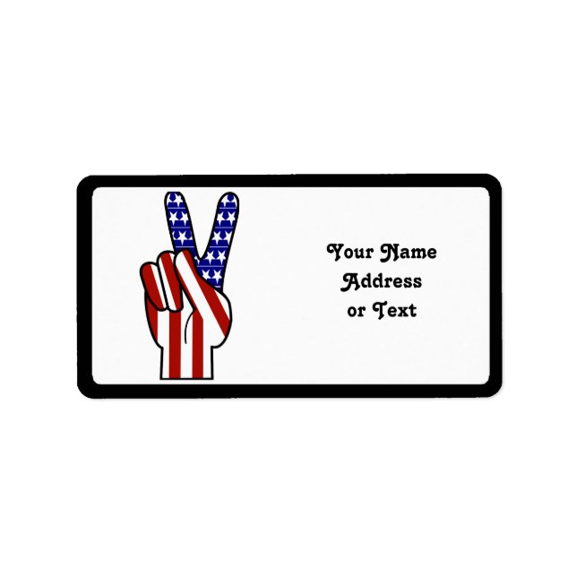 HandFredstecken - Röd vit och blå Adressetikett (Framsidan)