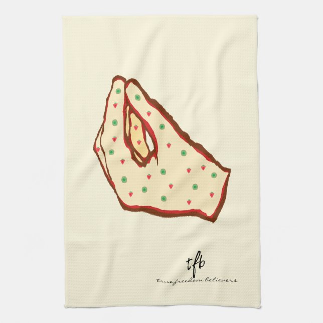 Handgest Strawberry-Kiwi Pizza Kökshandduk (Vertikal)
