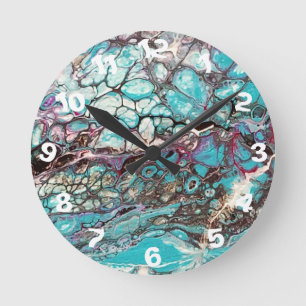 Handgjord abstrakt - Kook Art - Wall Clock Rund Klocka