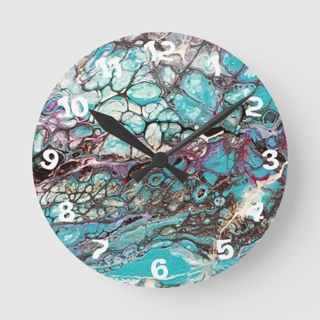 Handgjord abstrakt - Kook Art - Wall Clock Rund Klocka (Framsida)