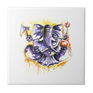 Handgjord abstrakt målning av Lord Ganesha Kakelplatta