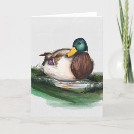 Handgjord Anka i en Puddle (Beatrix Potter Stil) Helgkort