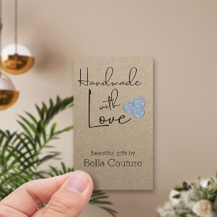 Handgjord av Kärlek Cute Buttons Rustic Kraft Visitkort