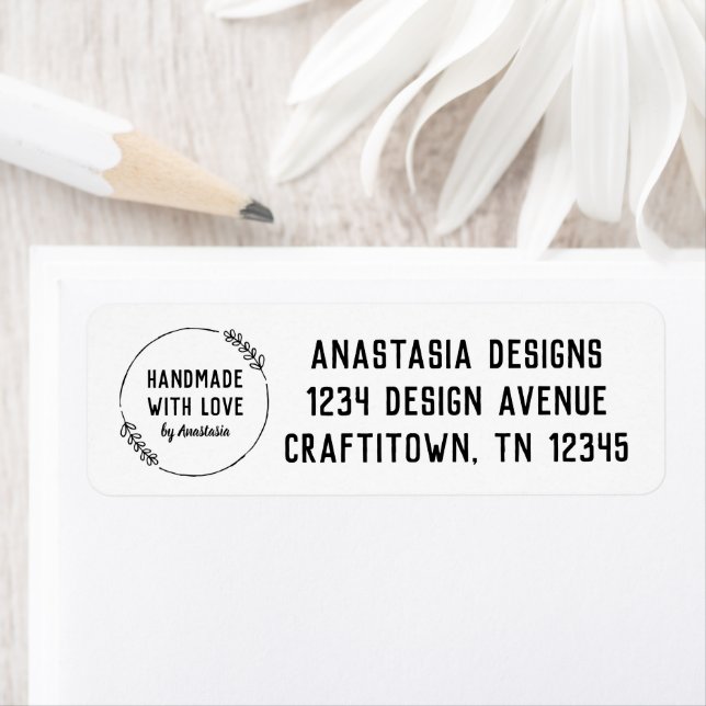 Handgjord av Kärlek Dodle WAN Craft Business Returadress Etikett (Insitu)
