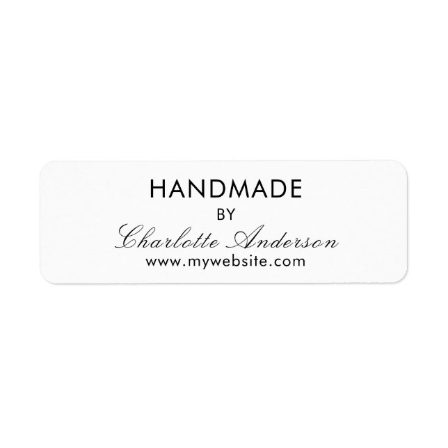 Handgjord av namn vit returadress etikett (Framsidan)