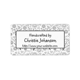 Handgjord av - söt, trendig, dodle blommor adressetikett