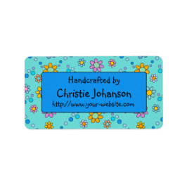 Handgjord av - söta, färgglada trendiga doodle blo adressetikett
