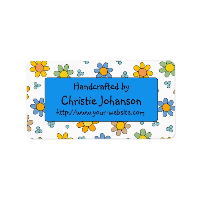 Handgjord av - söta, färgstarka blommor av trendig adressetikett (Framsidan)