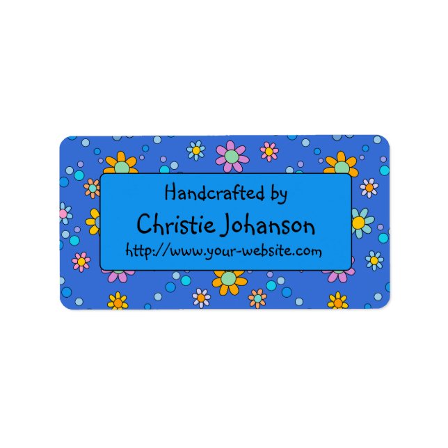 Handgjord av - söta, färgstarka blommor av trendig adressetikett (Framsidan)