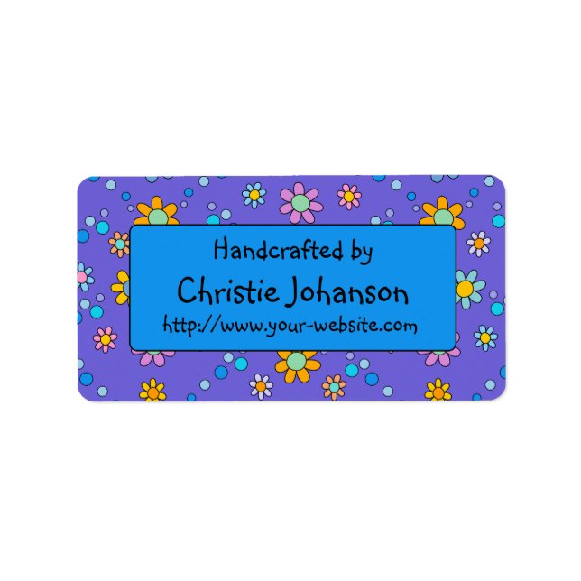 Handgjord av - söta, färgstarka blommor av trendig adressetikett (Framsidan)