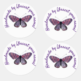 Handgjord av You Lila Butterfly Klistermärke