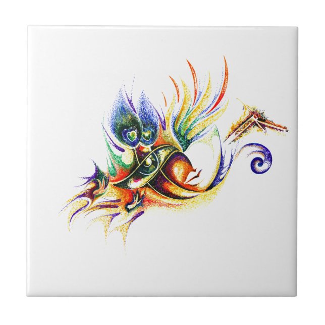 Handgjord bläckteckning av Lord Krishna Kakelplatta (Framsidan)