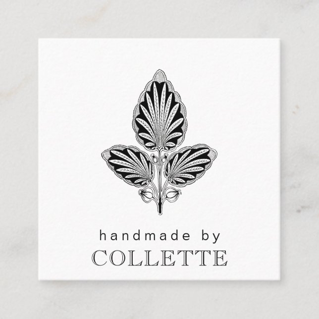 Handgjord blomma Logotyp Fyrkantigt Visitkort (Framsida)