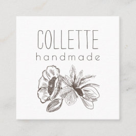 Handgjord blomma Logotyp Fyrkantigt Visitkort