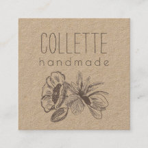 Handgjord blommande Logotyp Kraft Square Business