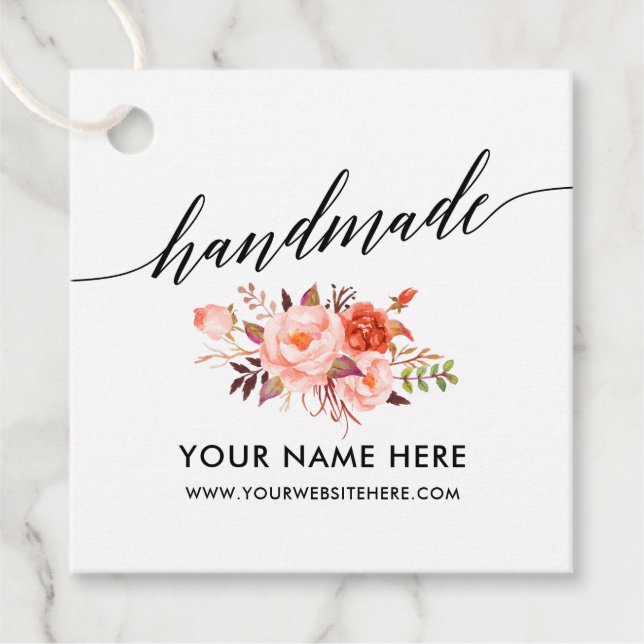 Handgjord Blommigt av kalligrafi av vattenfärgen K Gåvor Etiketter (Framsida)