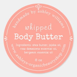 Handgjord Ekologisk Kroppssmör Etikett Rosa