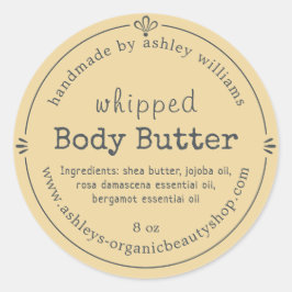 Handgjord Ekologisk Kroppssmör Etikett Solgul