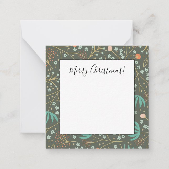 Handgjord färgrik julblomma anteckningskort (Framsida)