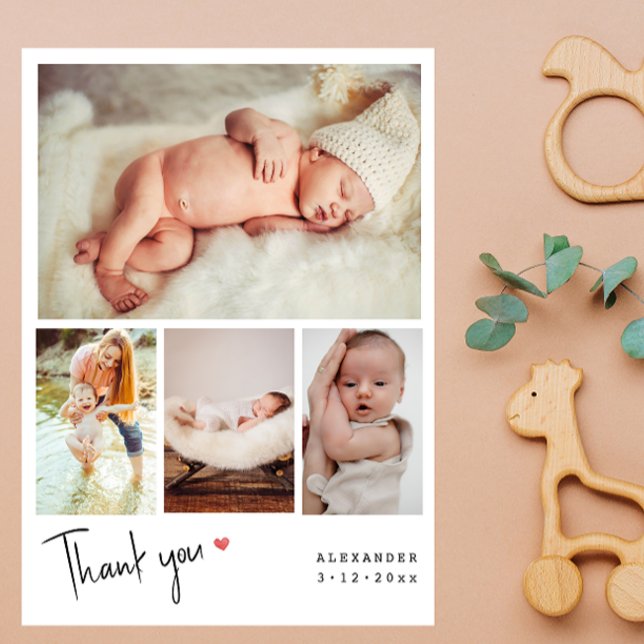 Handgjord fotoskisser Baby Shower Tacksamhetskort Vykort (Skapare uppladdad)