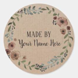 Handgjord frys av Vintage Craft Blommigt WAN Runt Klistermärke