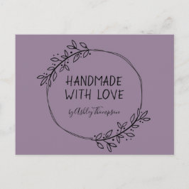 Handgjord grönskekrans jordnära lila vykort