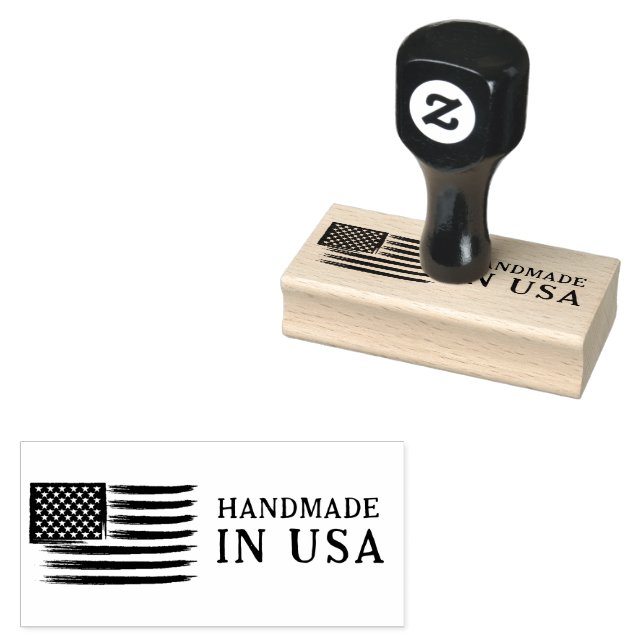 Handgjord i amerikanska tåliga rektanglar USA flag Stämpel (Stämplad)
