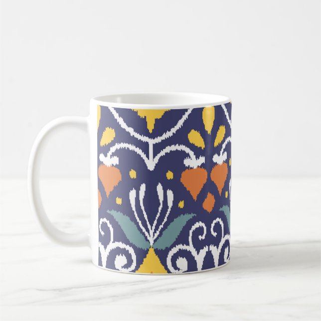Handgjord Ikat: Etnisk Boho Tyg Kaffemugg (Vänster)