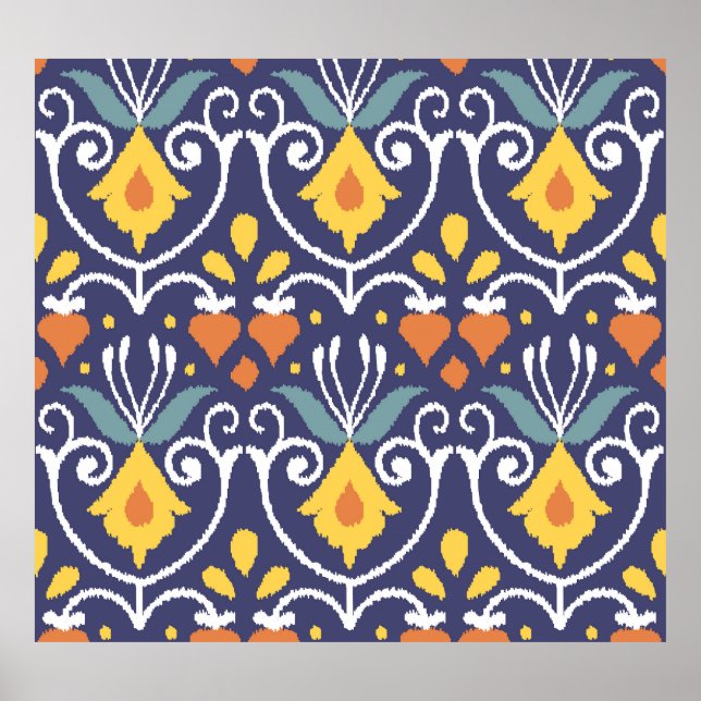 Handgjord Ikat: Etnisk Boho Tyg Poster (Framsidan)