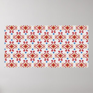 Handgjord Ikat-väv. Etniskt sömlöst mönster. Azt Poster