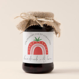 Handgjord jordgubberry Sylt Rainbow Namn Fyrkantigt Klistermärke