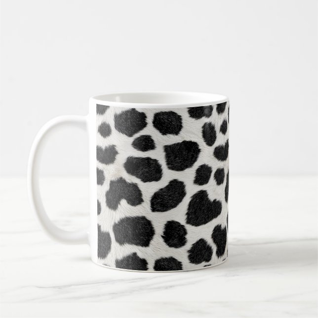 Handgjord kaffemugg med komuggtryck - 11oz vit ker (Vänster)