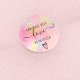 Handgjord kärlek-pastellregnbåge glitter runt klistermärke (Skapare uppladdad)