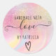 Handgjord kärlek-pastellregnbåge glitter runt klistermärke (Front)